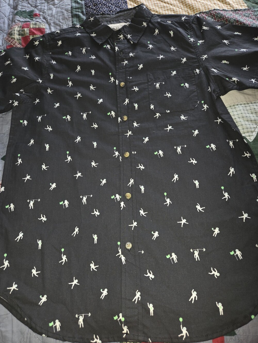 Straight Faded Astronauts Playing Around Black SS Shirt